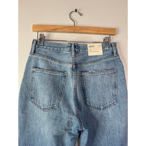 NWT Agolde Fen High Rise Relaxed Tapered Straight Cut Button Jeans Quarrel - Picture 6 of 8
